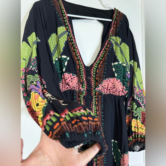 FARM RIO Black Cool Leopards Midi Dress - Picture 5 of 8